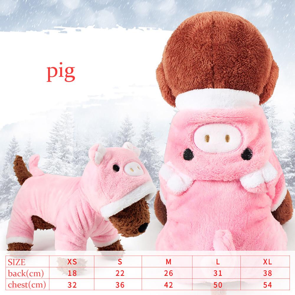 Cartoon Winter Puppy Clothes Coral Velvet Warm Pet Outfit XS-L for Corgi Chihuahua Dinosaur Panda Elk