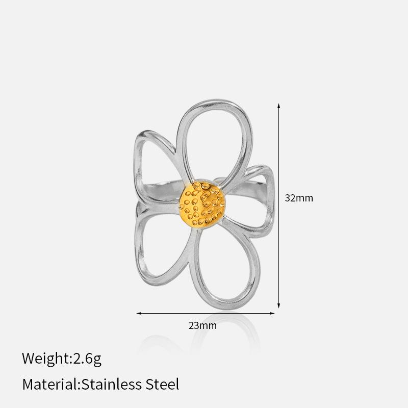 Chenhe titanium steel jewelry women's high-end sense niche design fashion jewelry stainless steel flowers do not fade open ring