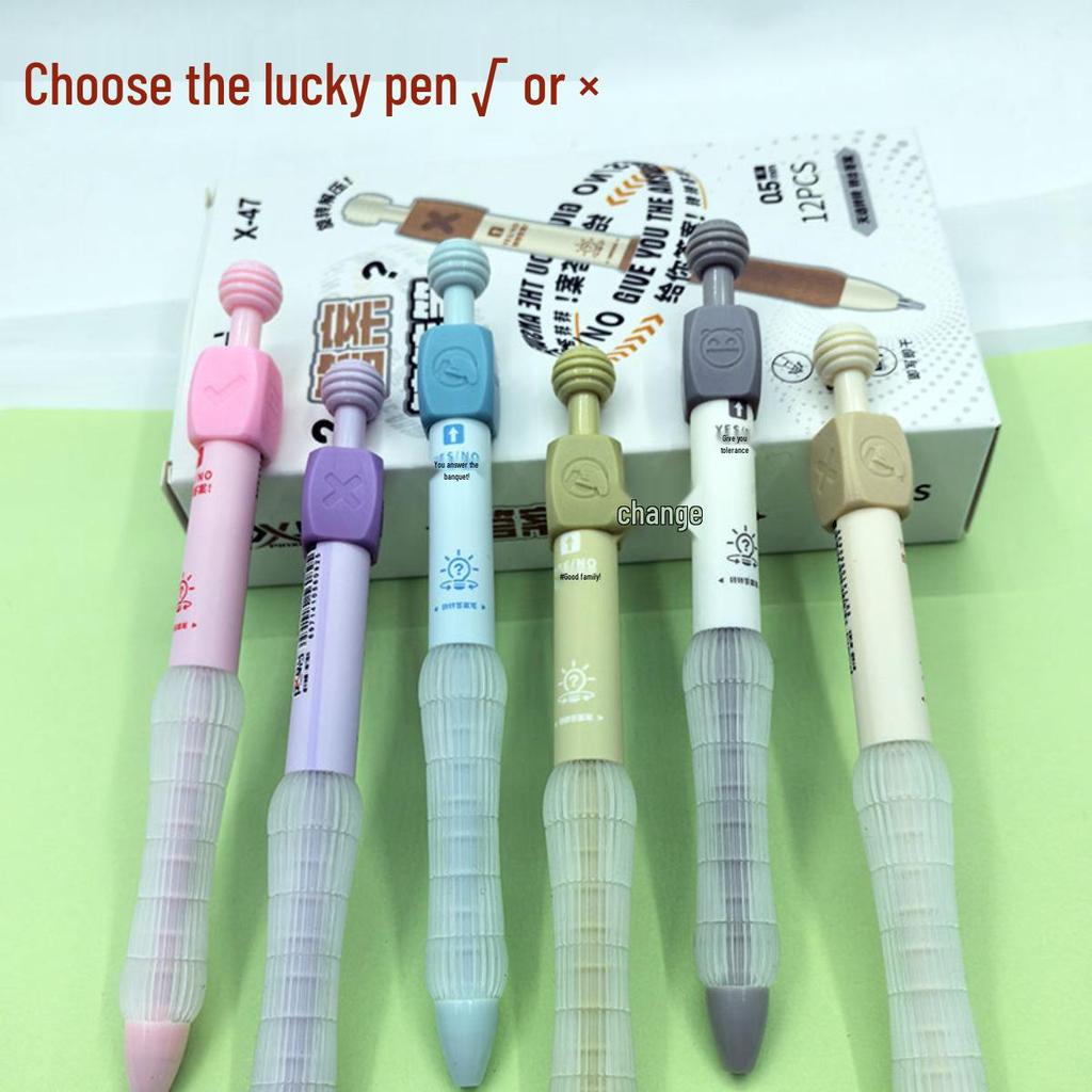 Stress Relief Spinning Gel Pen for Students - Black Exam Pen with Press-Down Mechanism