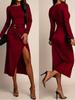 Elegant Retro Slim Fit Skirt with Waist Pleats & Metal Accents
