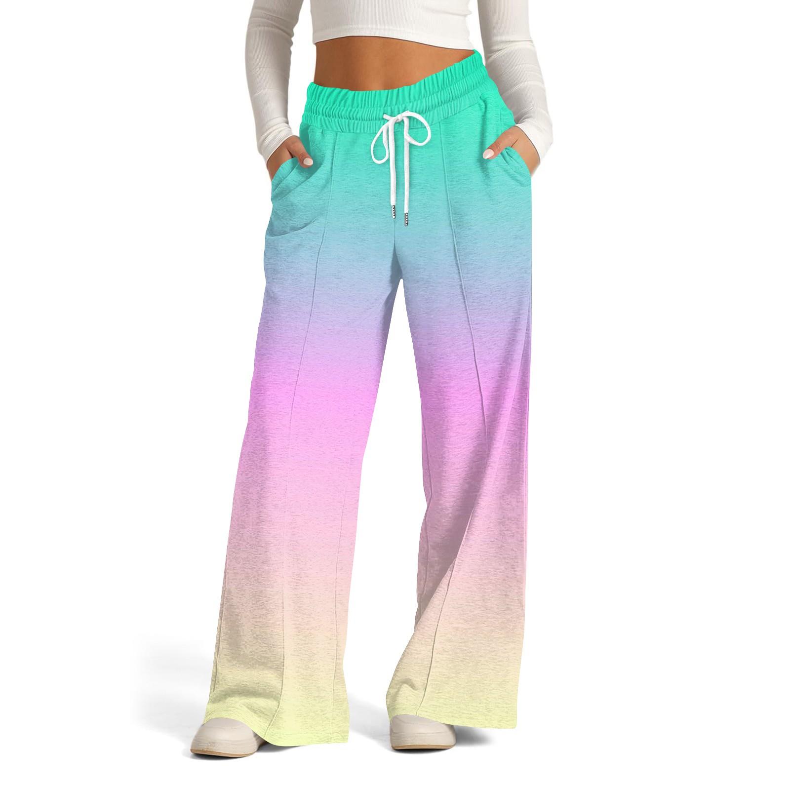 

Женские повседневные брюки широкого кроя с высокой талией, градиентные спортивные штаны M