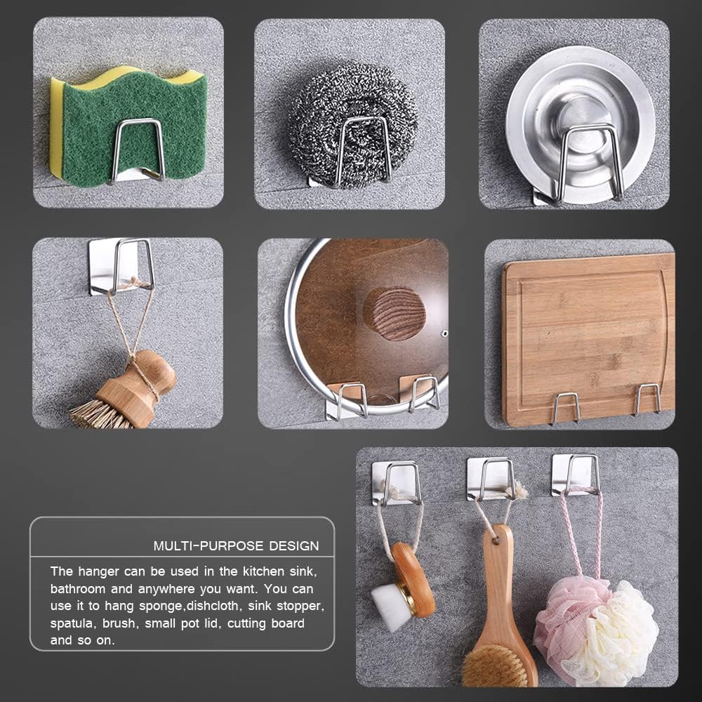 2pcs Stainless Steel Wall-Mounted Kitchen Sink Rack Rust-Proof Waterproof Storage for Cutting Boards Pot Lids Sponge