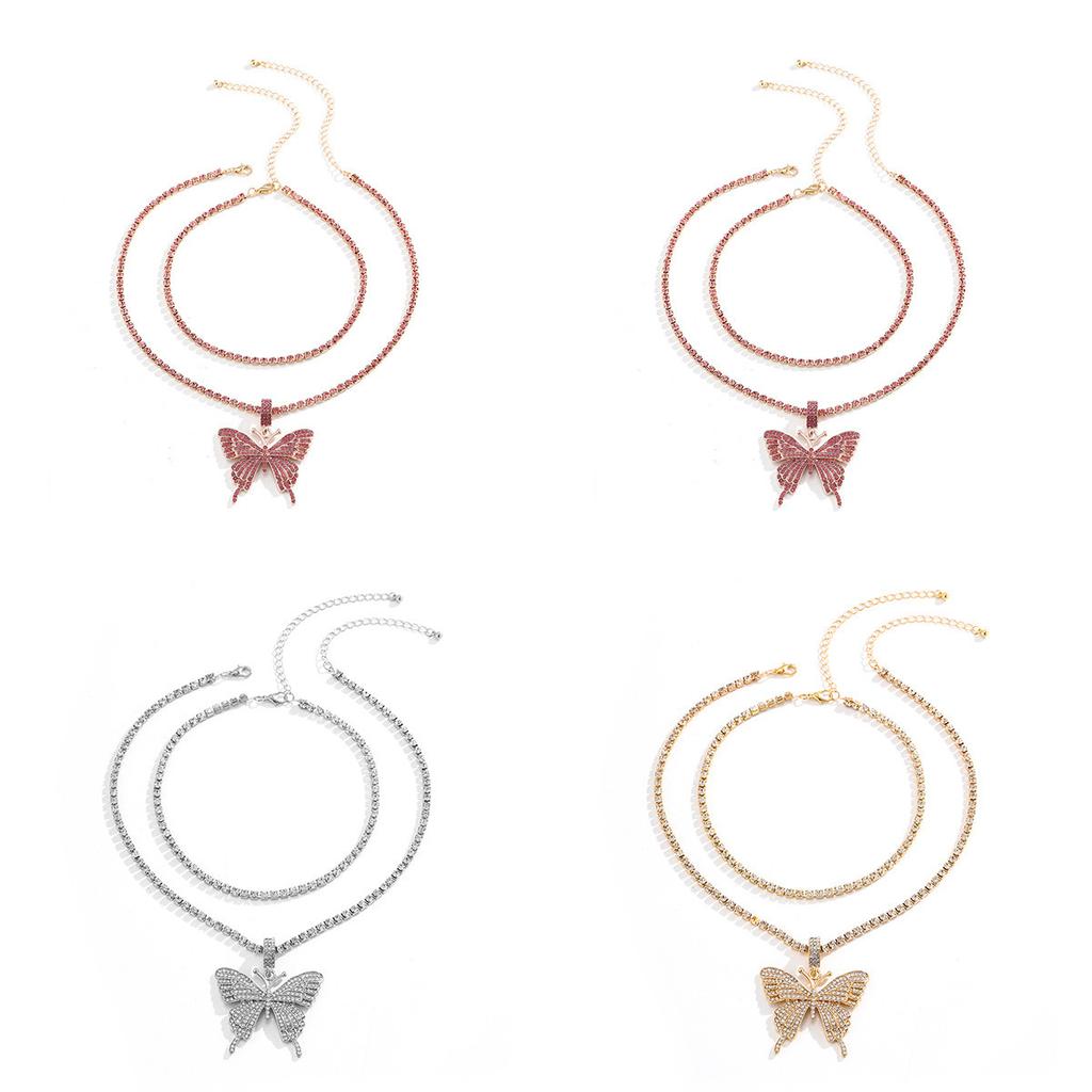 Accessories, Simple Claw Chain Diamond Chain Necklace Women, Retro Hip-Hop Diamond-Encrusted Butterfly Necklace