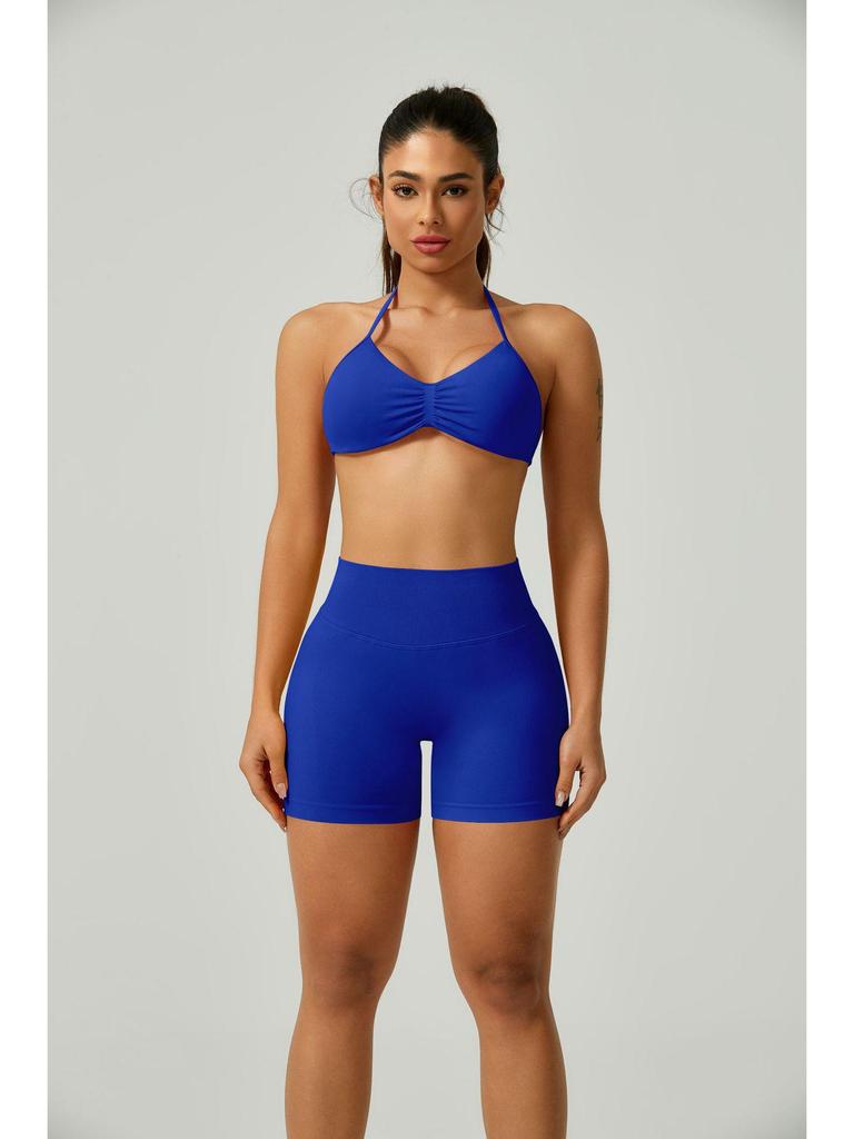 European Halter Neck Seamless Yoga Bra: Sexy, High Elasticity, Matte Finish, Beautiful Back Design