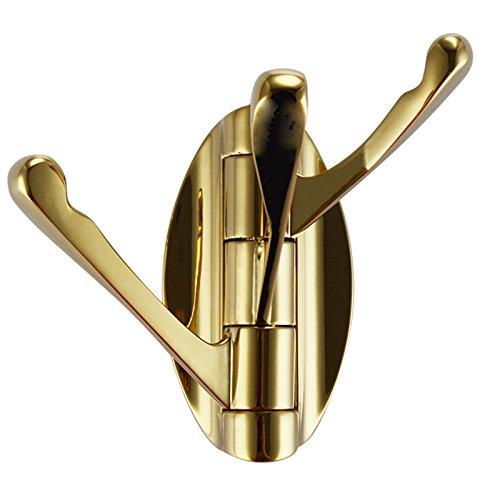 Gold Solid Metal Swivel Folding Robe Hook Heavy Duty Triple Coat Hook