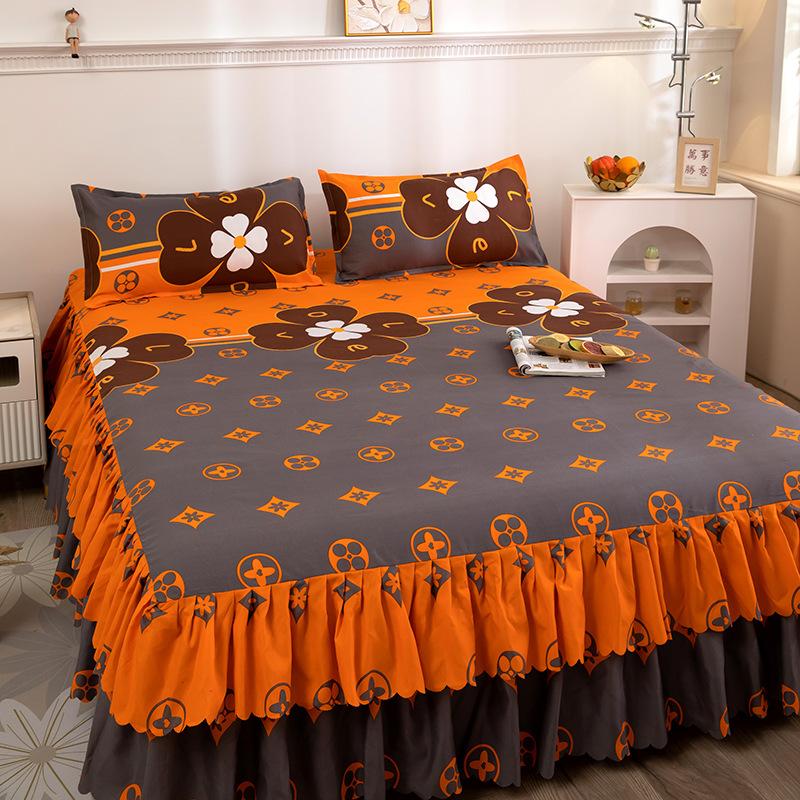 Bedroom Household Single-piece Sanding Bed Skirt Solid Color Skin-friendly Bedspread Bed Cover Bedroom Student Dormitory Sheets