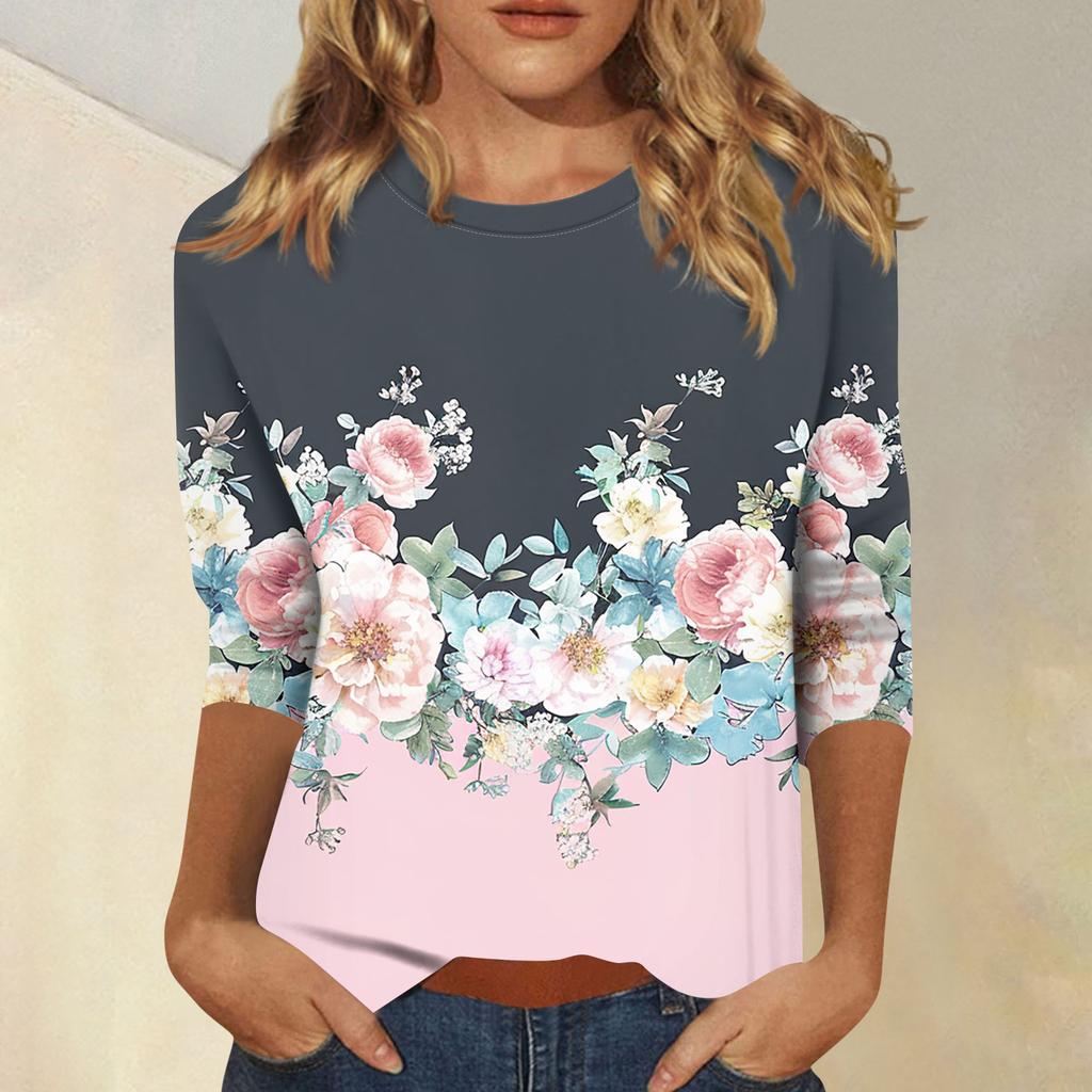 Women's 3/4 Sleeve Shirts Graphic Tees Shirts Casual Basic Tops Pullovers