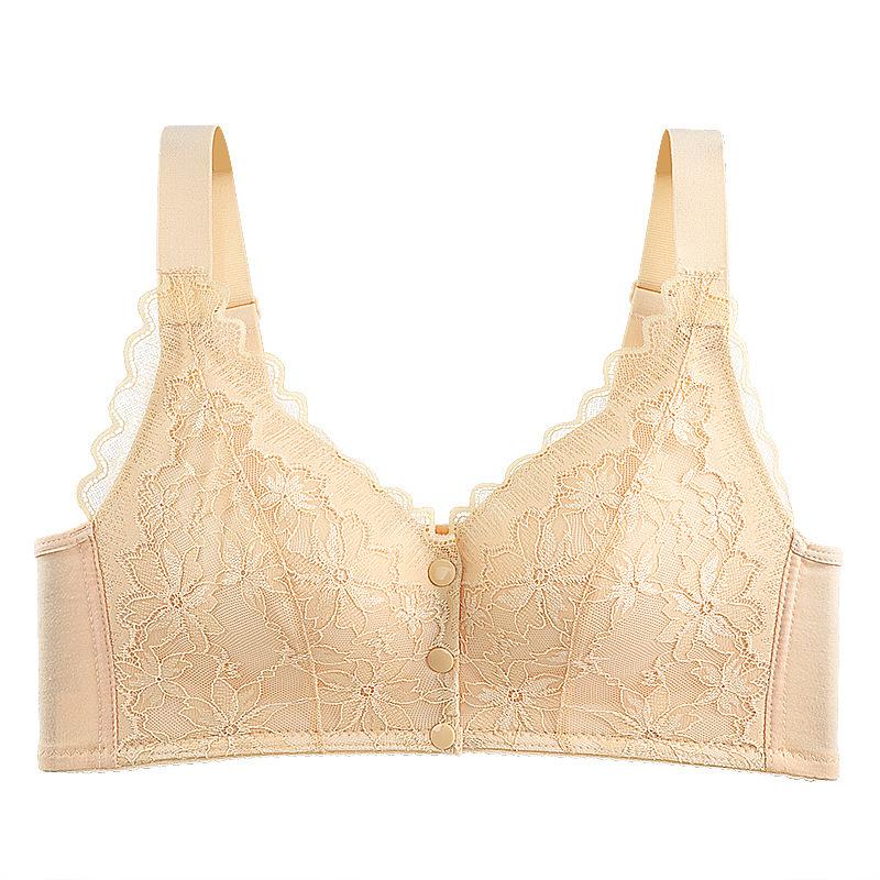 Front buckle middle-aged and elderly bra gathering top support vest bra women's anti-sagging no steel ring fixed cup large size underwear