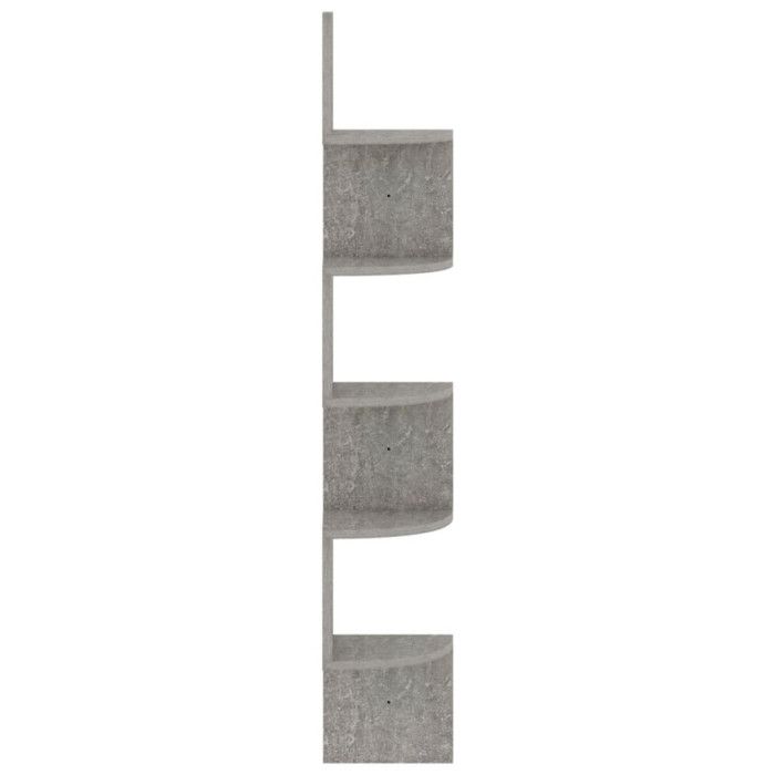 VidaXL Étagère d'angle murale gris béton 19x19x123cm bois d'ingénierie 326835