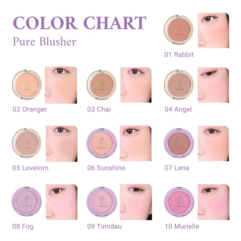 FORENCOS Pure Blusher Cheek 02 Orange 5g [Official Japan]