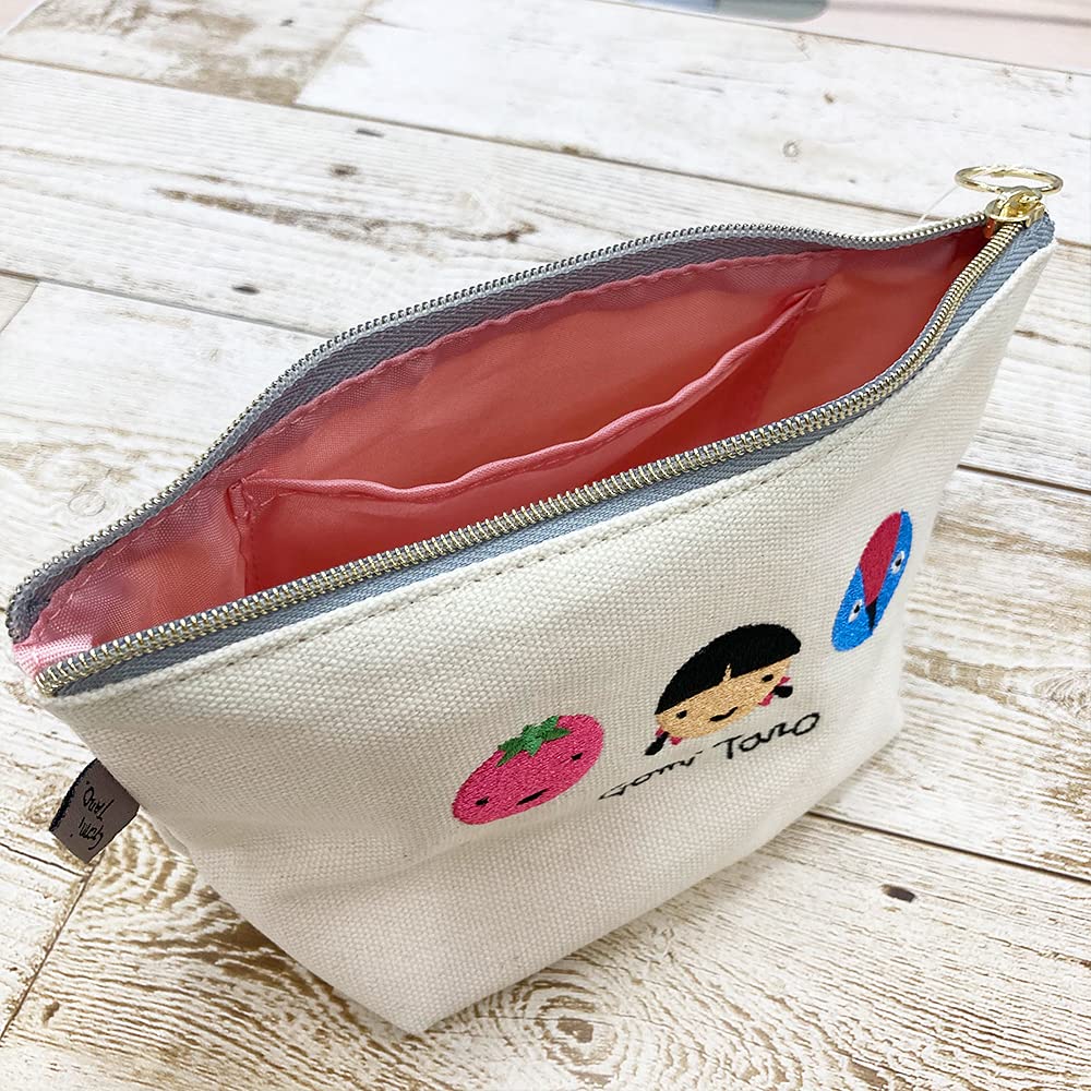 Gakken Staful Gomi Taro Embroidered Pouch, Medium, Face, H18033