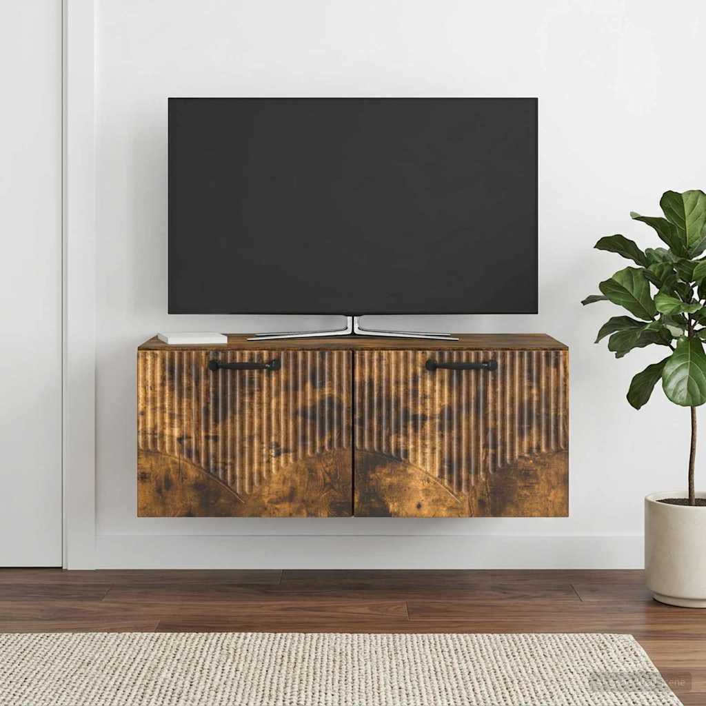 Wall Mounted TV Cabinet Smoked Oak 78.5 x 41 x 30 cm