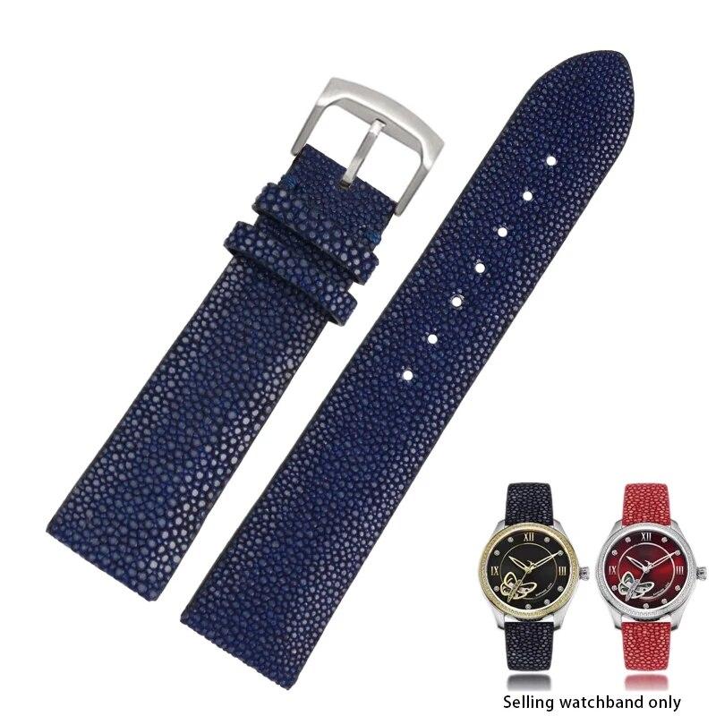 

Ремешок из кожи жемчужной рыбы 20 мм 22 мм подходит для Huawei/TISSOT/Omega/Mido, мужские и женские аксессуары для часов Devil Watch, черная пряжка 20mm