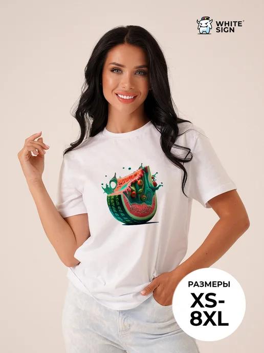 Oversized cotton  Watermelon Slice  print T-shirt 3XL