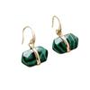 Natural amethyst hexagonal earrings, ear hooks, earrings, Japanese and Korean designers, real gold-plated popular jewelry.