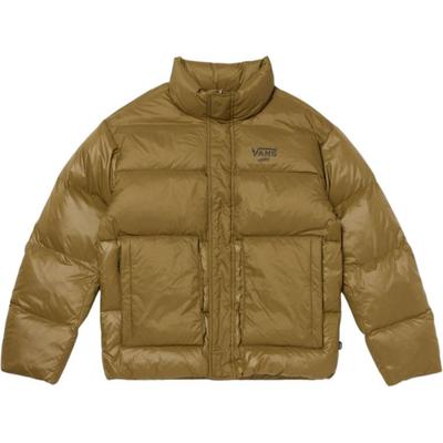 Unifarbene Daunenjacke mit Buchstabenlogo, Stehkragen und langen Ärmeln für Herren, Oberbekleidung, Schwarz VN000KDBCUQ1