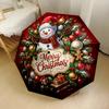 Christmas Snowman Wreath Decorations Compact Travel Automatic Umbrella Compact 8Rib Lightweight Durable Plastic Iron For Womenmen Fashionable