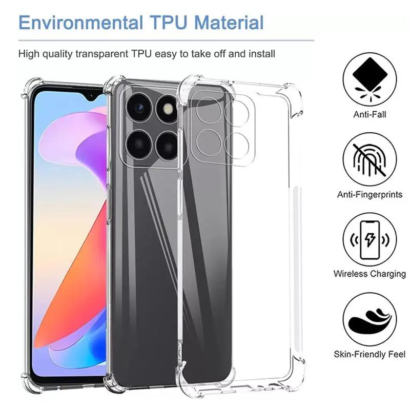 Transparent Four-Corners Shockproof TPU Soft Case For Honor X6 X6A X6B X7 X7A X8 X8A X8B X9 X9A X9B Cover Clear Fundas Coque