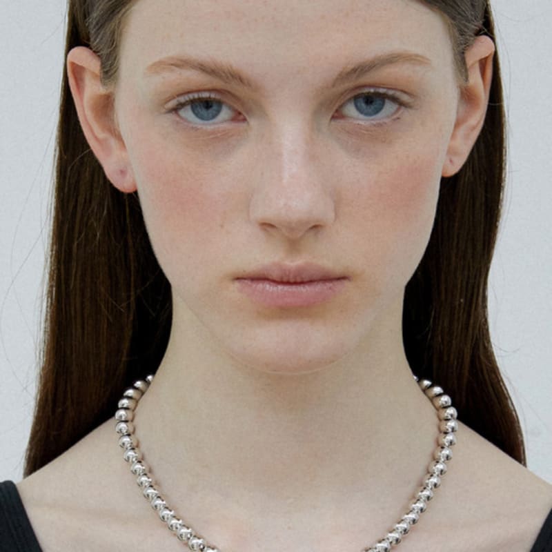 by hyeres Ball bead necklace 8mm (Silver) BH7N53732WB480
