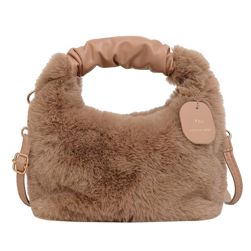 Women's temperament high-end plush handbag new fashion wool bag versatile niche chain messenger bag