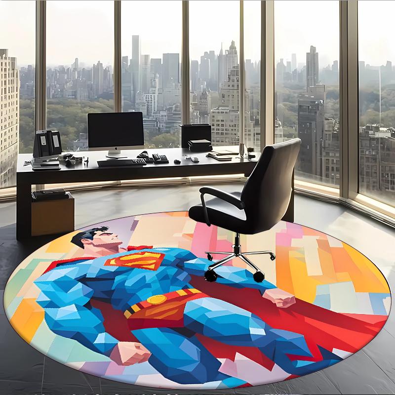 Superuomo (14) Tappeto Rotondo per Ufficio Tappeto Decorativo per Pavimento per Ufficio Camera da Letto Soggiorno e Spazio Domestico