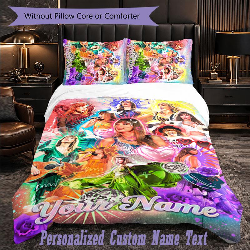 Personalized 3Pcs Bedding SetTaylor Swift Custom Text Duvet Cover Pillowcase Set Bedroom Gift