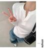 Women's Slim Fit 95% Cotton V-neck Long Sleeve Base Layer Top for Spring and Autumn