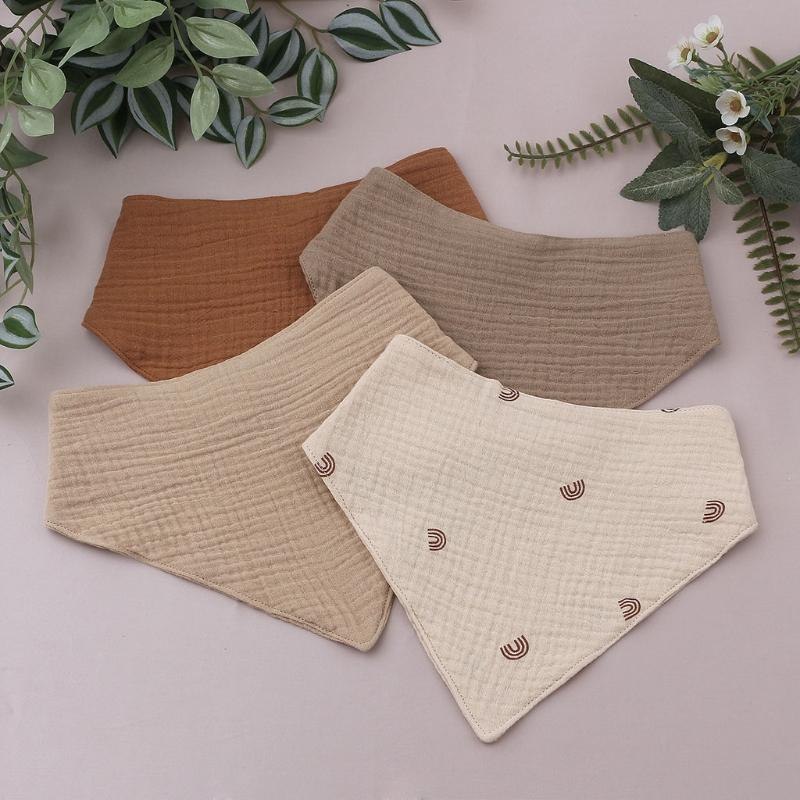 4 Stück Baby Kleinkind Fütterungslätzchen Weiches Reines Baumwoll-Bandana Kleinkind Sabbertuch Dreieck Schal Geschenke Musselin Saugfähiges Speichel T