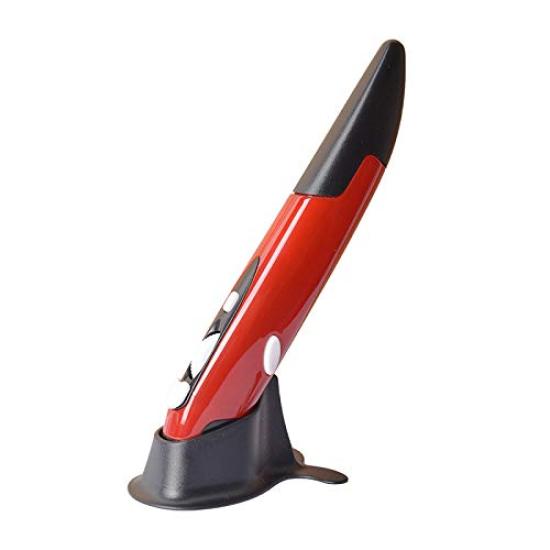 3-Color Wireless Pen Mouse, 2.4G Wireless, Portable, Pen-Shaped, Optical, for Drawing, Painting, and Intuitive Operation (Red)