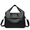 Retro Large Capacity Shoulder Bag Solid Color Messenger Bag PU Commuter Bag
