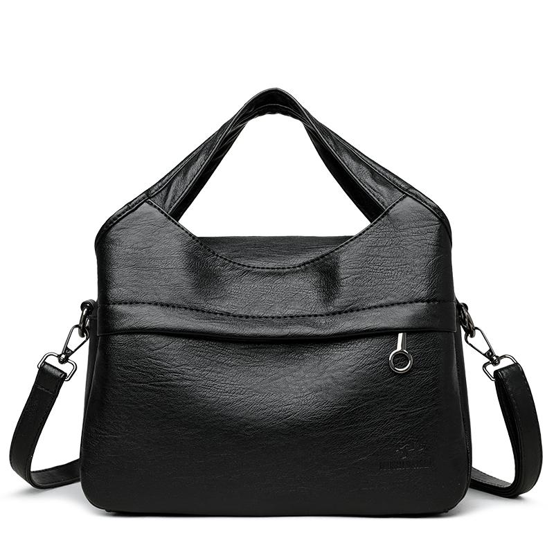 Retro Large Capacity Shoulder Bag Solid Color Messenger Bag PU Commuter Bag