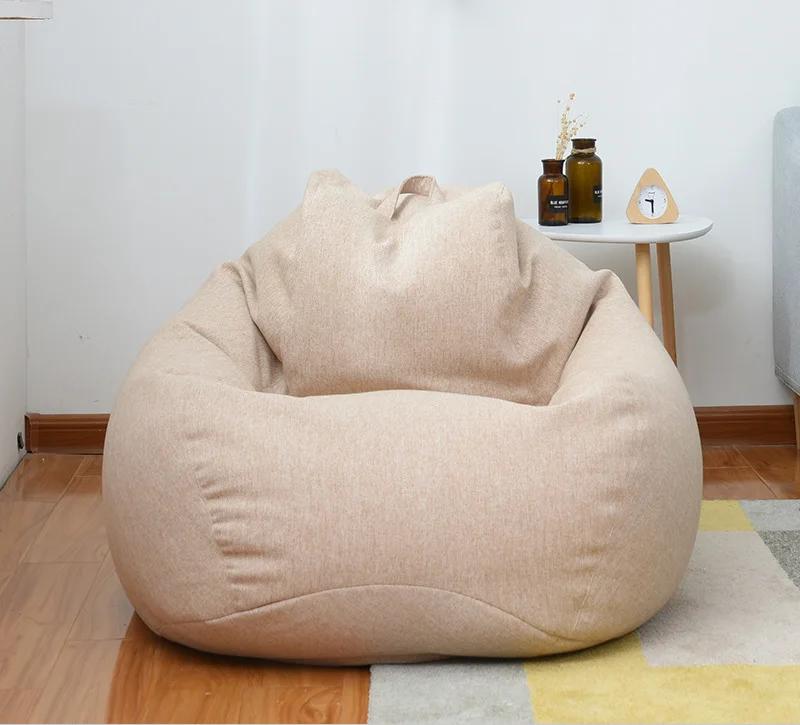 Leinen-Sofahülle ohne Füllung, langer Sitz, Sitzsack, Tatami, Wohnzimmer, Schlafzimmer