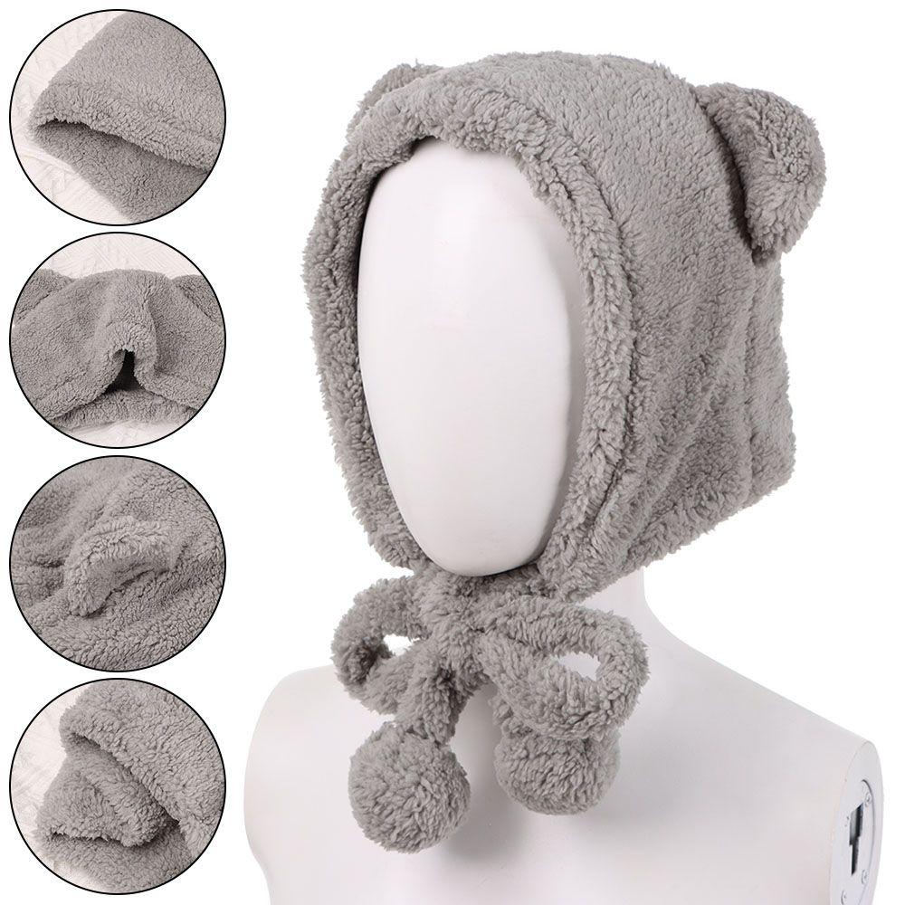 Warm Cute Plush Earflap Earmuff Bear Ear Hat Winter Hats Beanies Caps