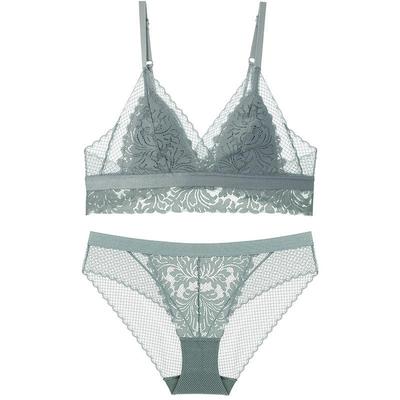 Set Reggiseno Triangolo Ultra-Sottile Senza Ferretto in Pizzo Francese - Confortevole, Traspirante, Design Push-Up Sexy