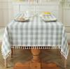 1pcs Checkered Fashion Simple Nordic Tassel Tablecloth Family Gathering Tea Table Cloth Beautiful Living Room Kitchen Dust-proof Decoration Cover
