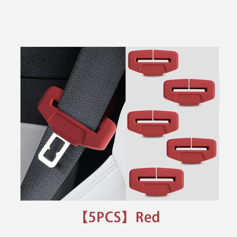 5PCS Car Seatbelt Buckle Cover Soft Silicone Anti-scratch Protector Safety Belt Buckle Guard Universal Car Clip Protection Cover