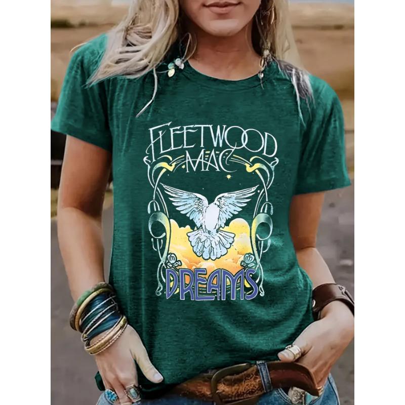 Women's Round-neck Short-sleeved Casual and Fashionable T-shirt with Pigeon Pattern