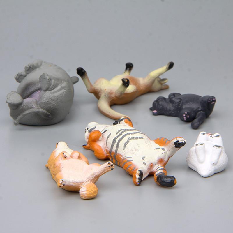 Cute Sleeping Tiger Shiba Inu Rabbit Cat Kangaroo Animal Mini Model Ornament For Office And Collection