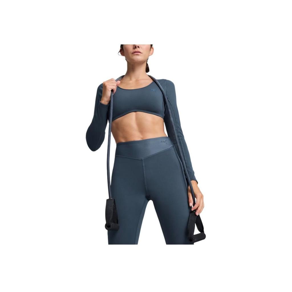 Puma X Spolupráce Pamela Reif FW24 Pohodlné Módní Všestranné Dlouhý rukáv Zkrácený top Dámské topy Černá 526818-24