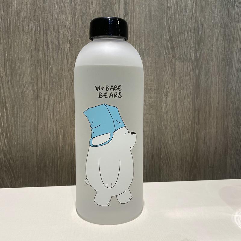 1000ML Portable Large Cartoon Water Bottle Panda Cute Bear Frosted Straw Mug Food Grade Heat Resistant Good Feeling Water Bottle