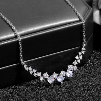 Neue Luxus Silber Farbe Frauen Halskette für Hochzeit Verlobung Party Exquisite Geschenk Stilvolle Accessoires Statement Hals Schmuck