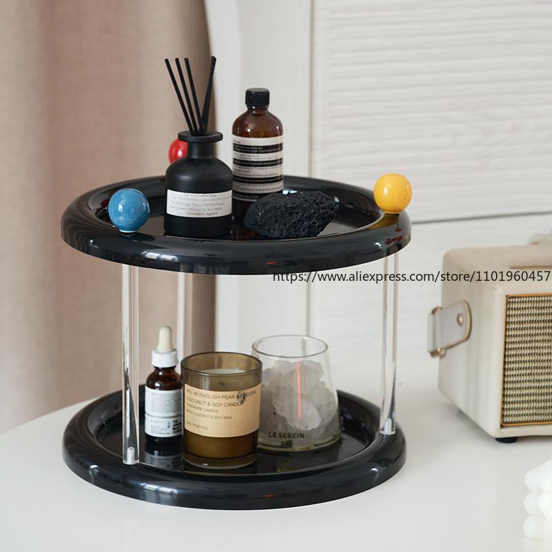 Dopamine Colored Round Small Item Storage Rack Multi-Layer For Office Desk Double Layer Cup Storage Rack