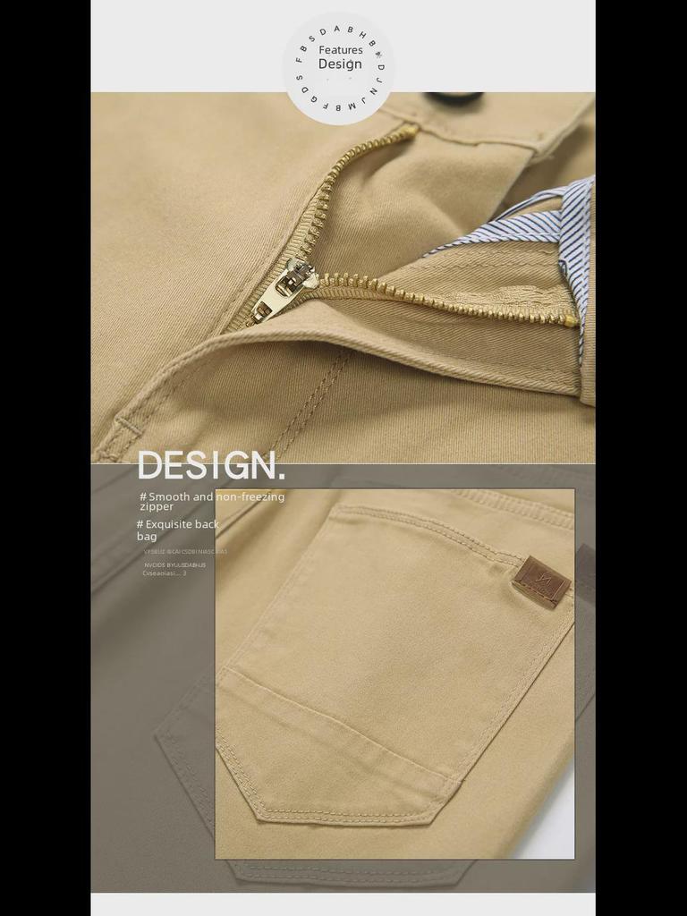 Solid Color Elastic Cotton Men's Casual Pants - Spring & Autumn 2023 Korean Style