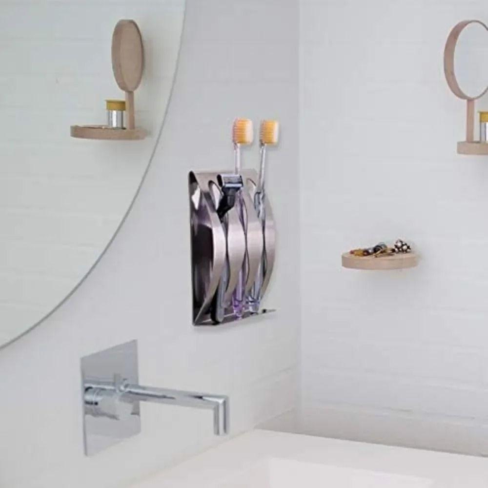 2/3 Holes Stainless Steel Toothbrush Rack Self-Adhesive Toothbrush Holder  for Bathroom