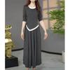 Light Luxury Long-sleeved Top and Skirt Two-piece Large Size Flesh-covering and Slimming Over-the-knee Skirt Set