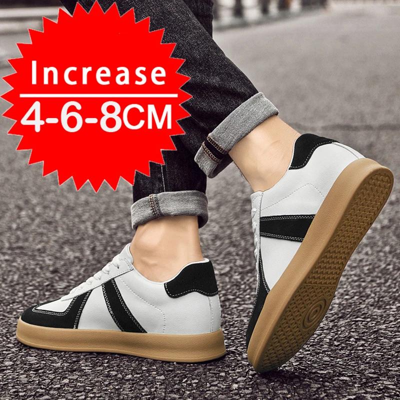 Men Women Genuine Leather Casual Elevator Shoes Leisure Sneakers Sports Zapatos Mujer Men's Height Increasing Shoes Tennis Shoes