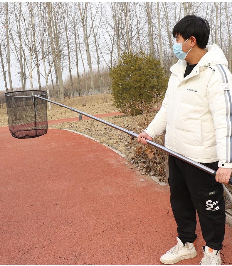 Reinforced Aluminum Alloy Landing Net with Telescopic Handle and Deep Rubber-Coated Net for Large Fish.
