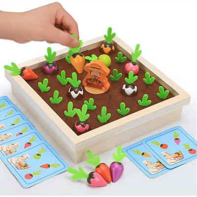 Wooden Carrot Harvest Game Montessori Toy, Radishes Shape Color Sorting Matching Educational Toys-Memory Games Developmental Fine Motor Skill for Kids