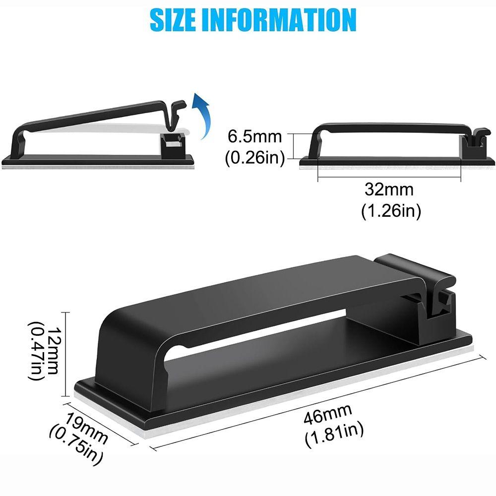 Cord Manager Self-adhesive Cable Organizer Black White Plastic Cable Clamp Cord Winder Desk Home Office