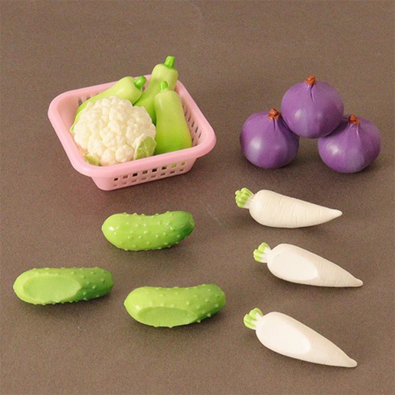 Dollhouse Simulation Vegetable Basket Set Dollhouse Decoration Mini Play Toys Kitchen Life Scene Model Accessories Props
